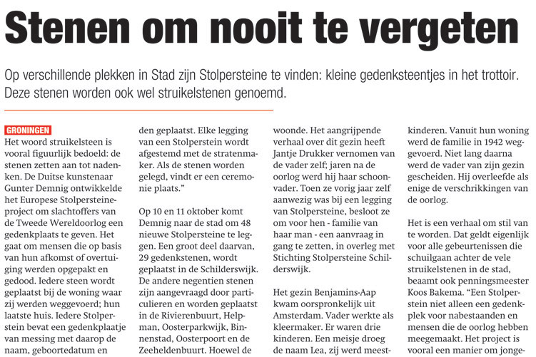 Schrijven voor de Groninger Gezinsbode