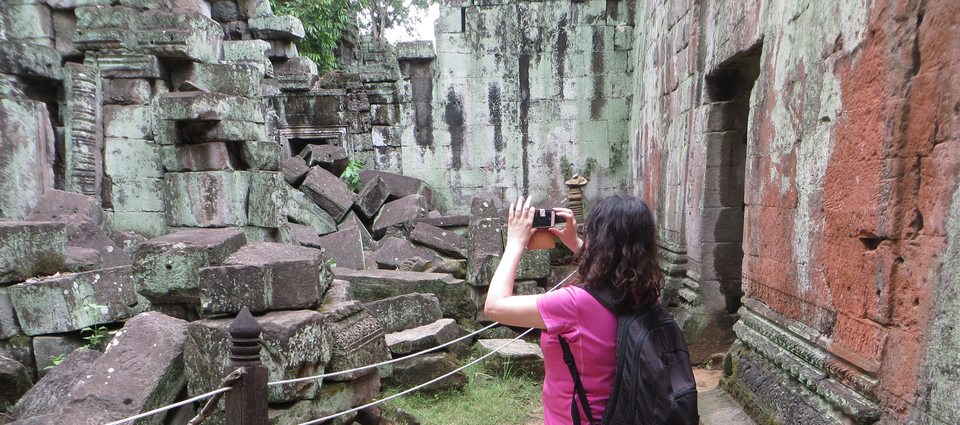 Ingrid bij tempel Siem Reap